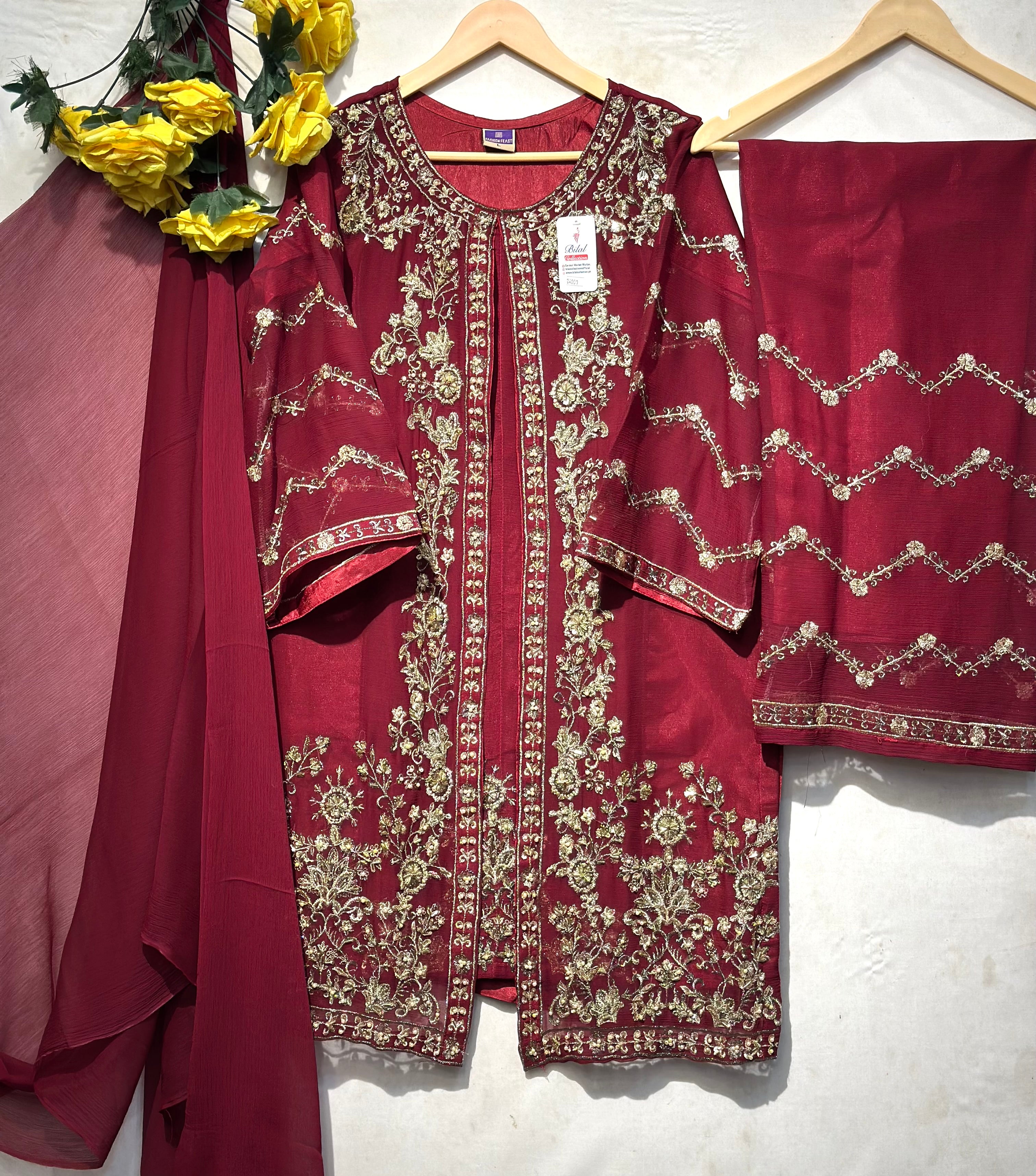 🔥Open Gown Style 3 pcs🔥 - bilalcollectionstore