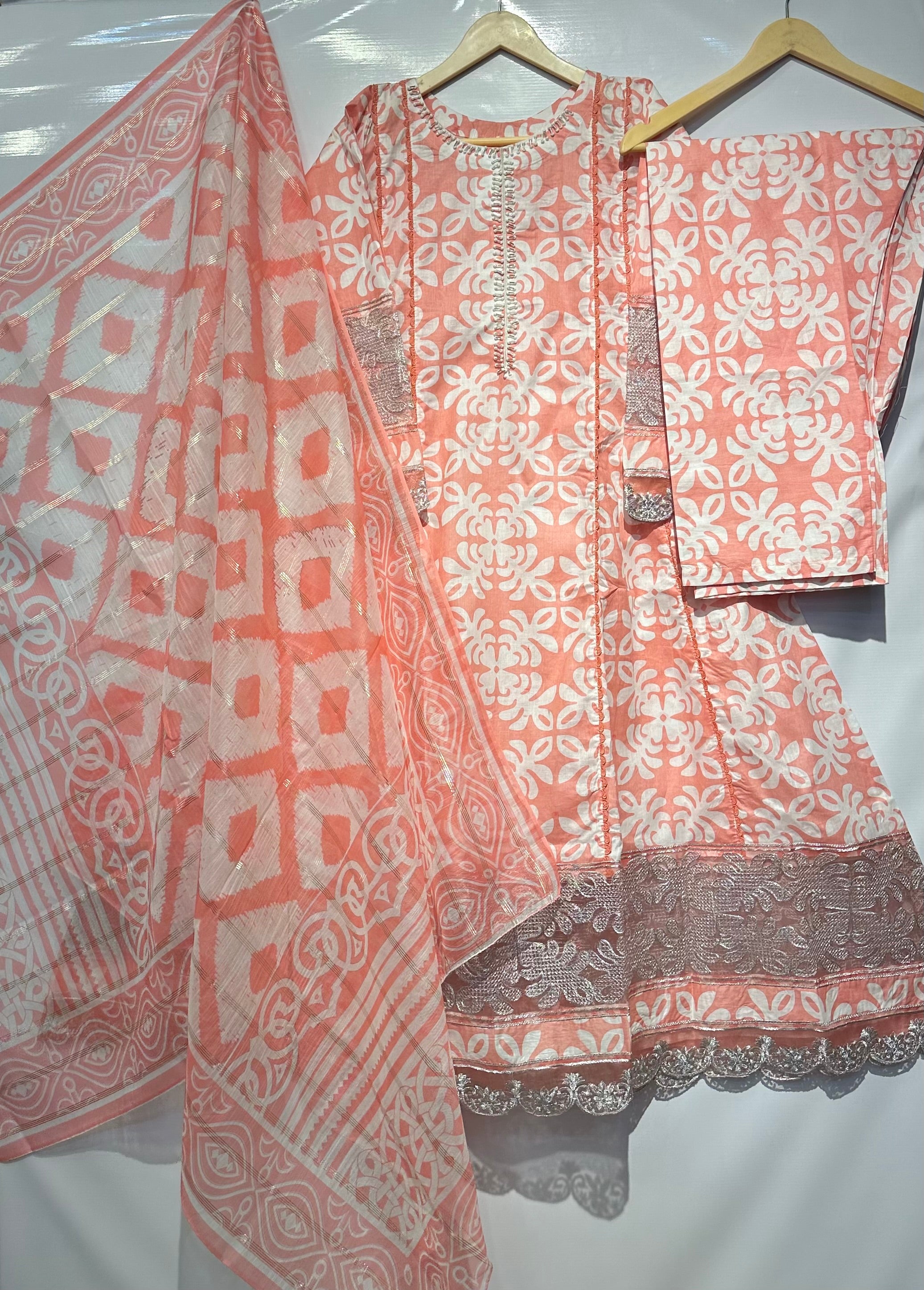 Vibrant block printed long frocks with dupatta & trouser 👗