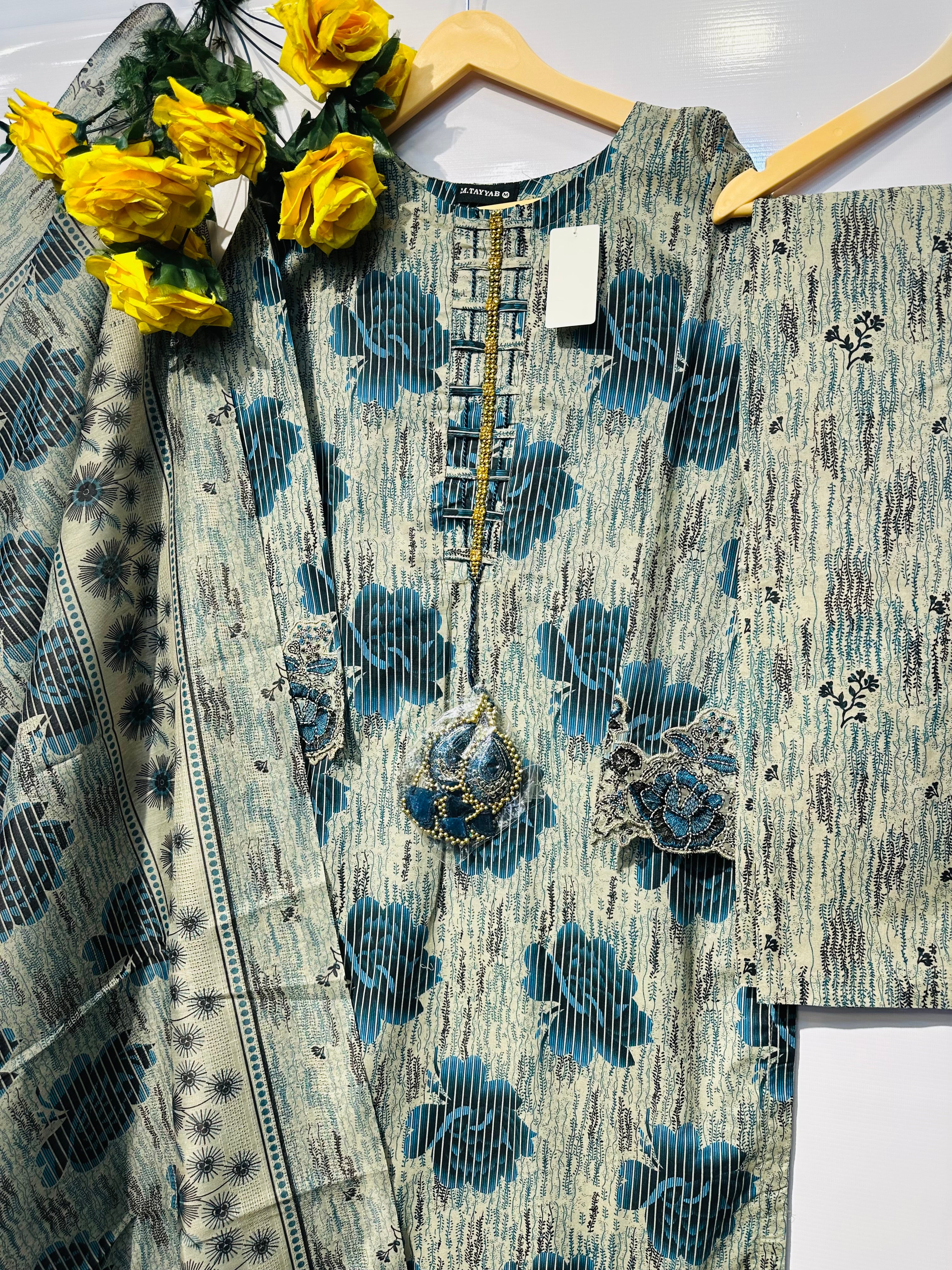 Soft Lawn printed+embroidered luxury 3 pcs dress 🪡 - bilalcollectionstore