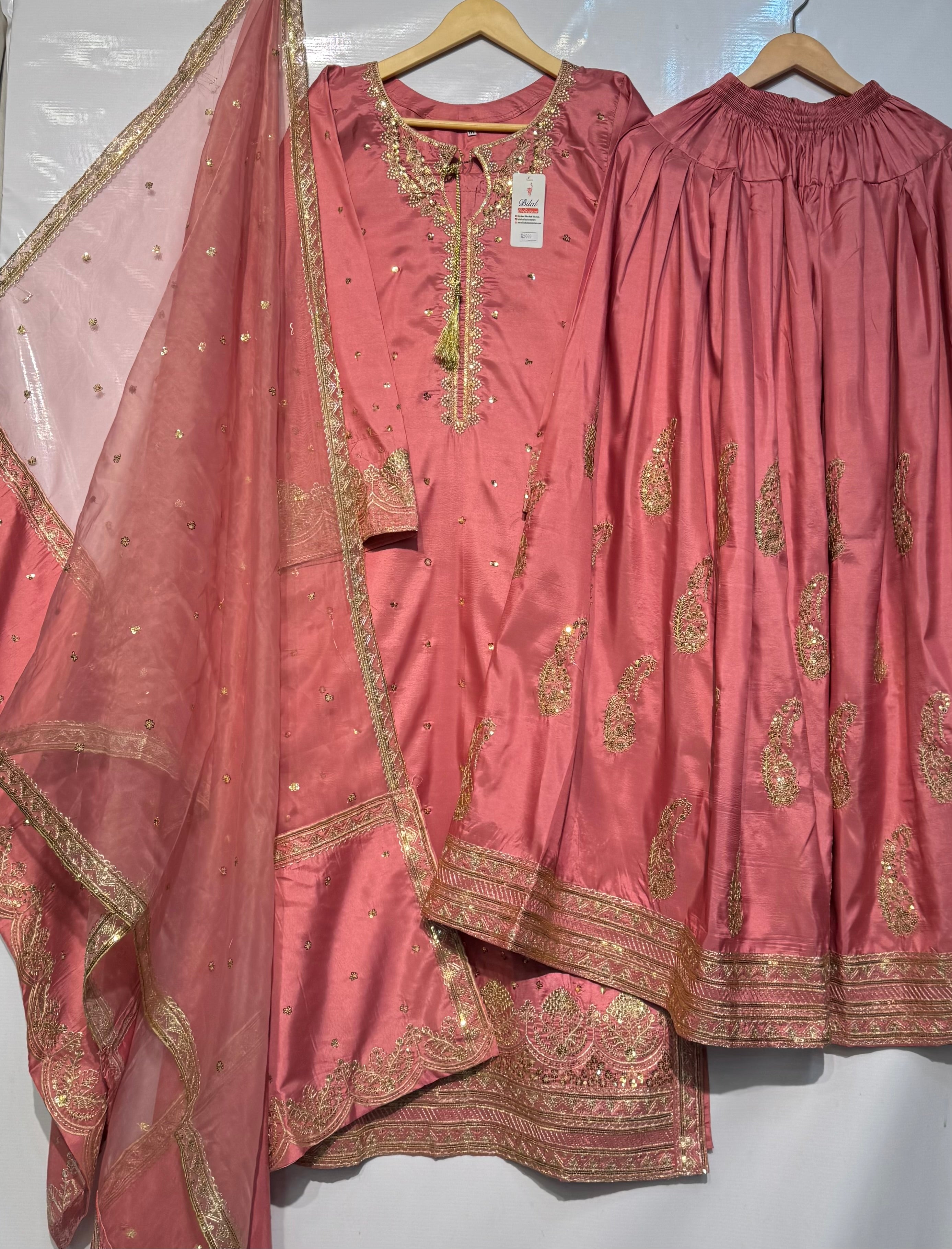 Premium Quality Sheesha silk fully heavy embroidered🧵 wedding pret ✨