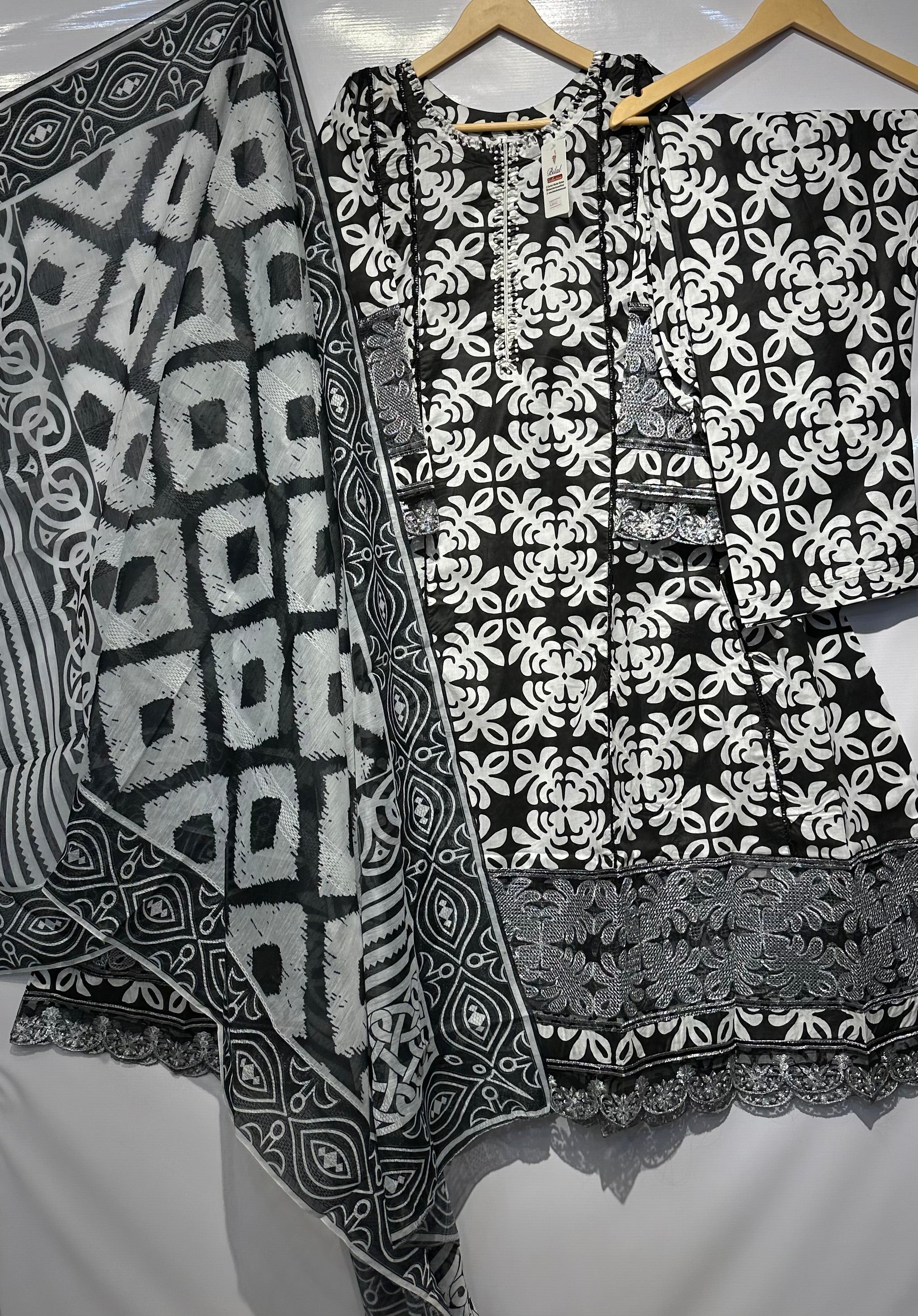 Vibrant block printed long frocks with dupatta & trouser 👗