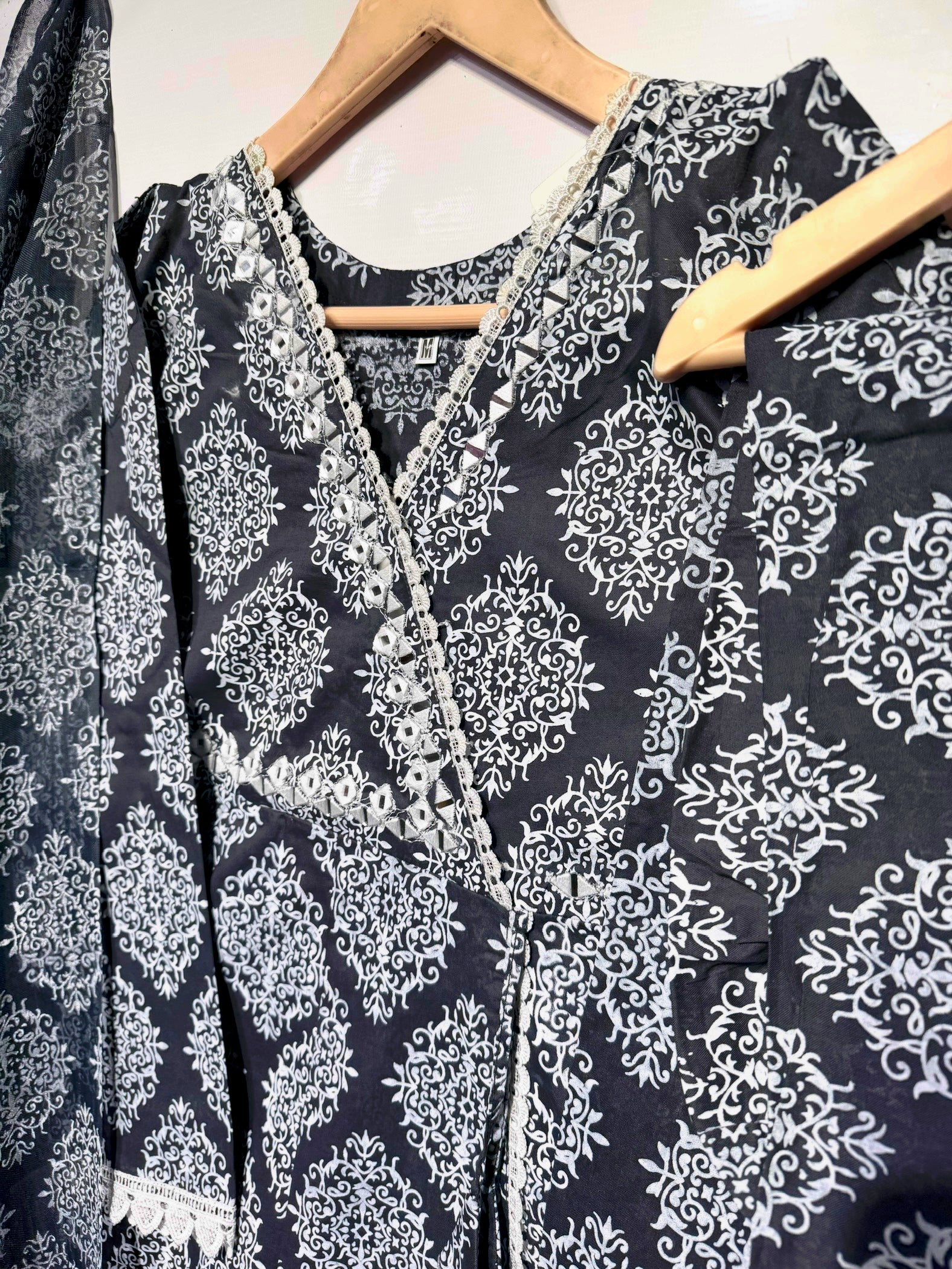 🔥 Angrakha style cotton block printed 3 pcs dress 🔥