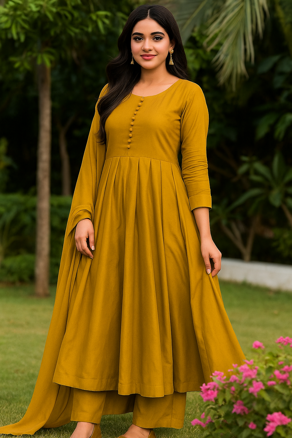 🔥 Most Demanded trending pleated style chiffon maxi 🔥