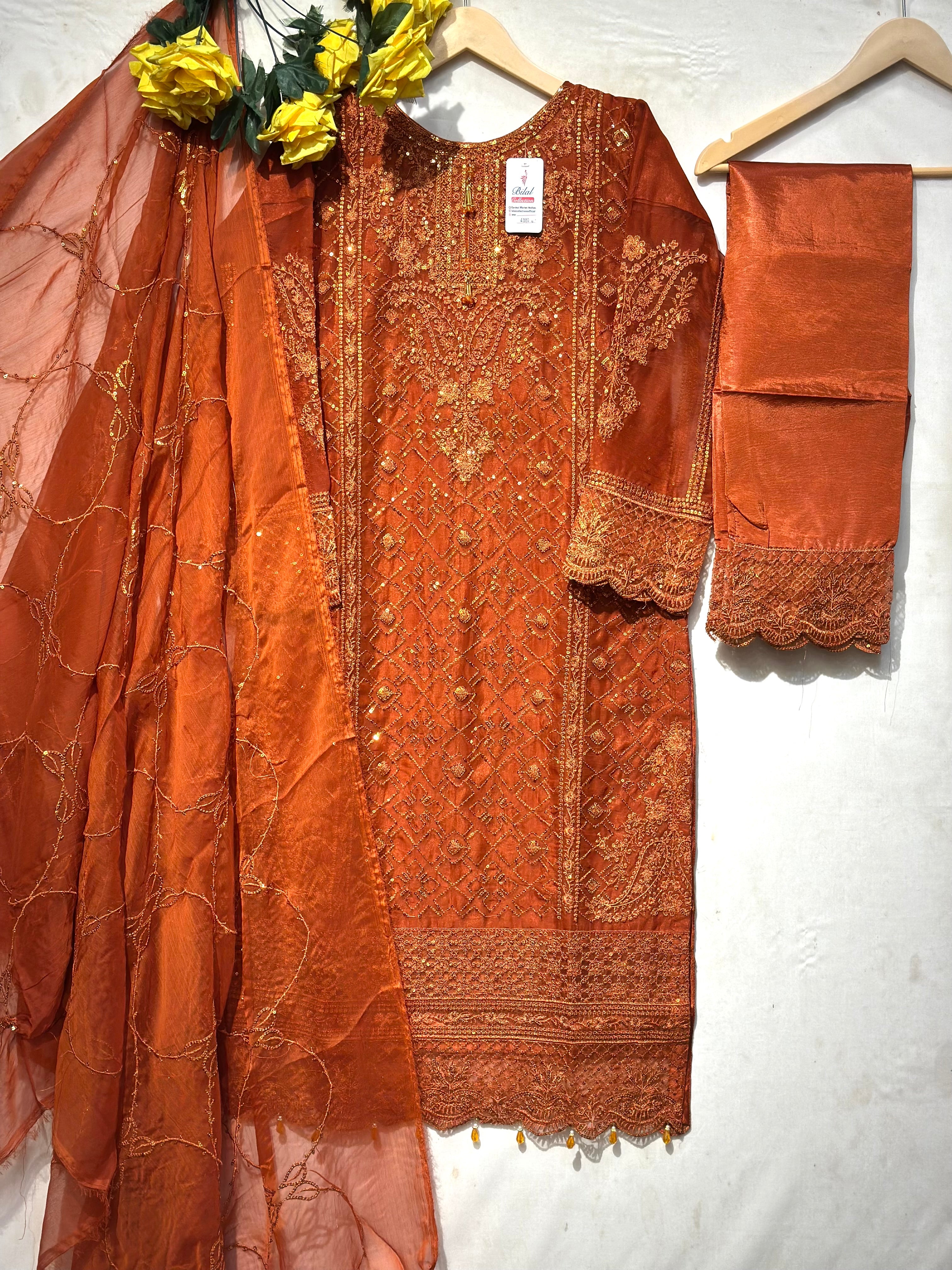 Fancy full embroidered Chiffon 3 Pcs👗 - bilalcollectionstore