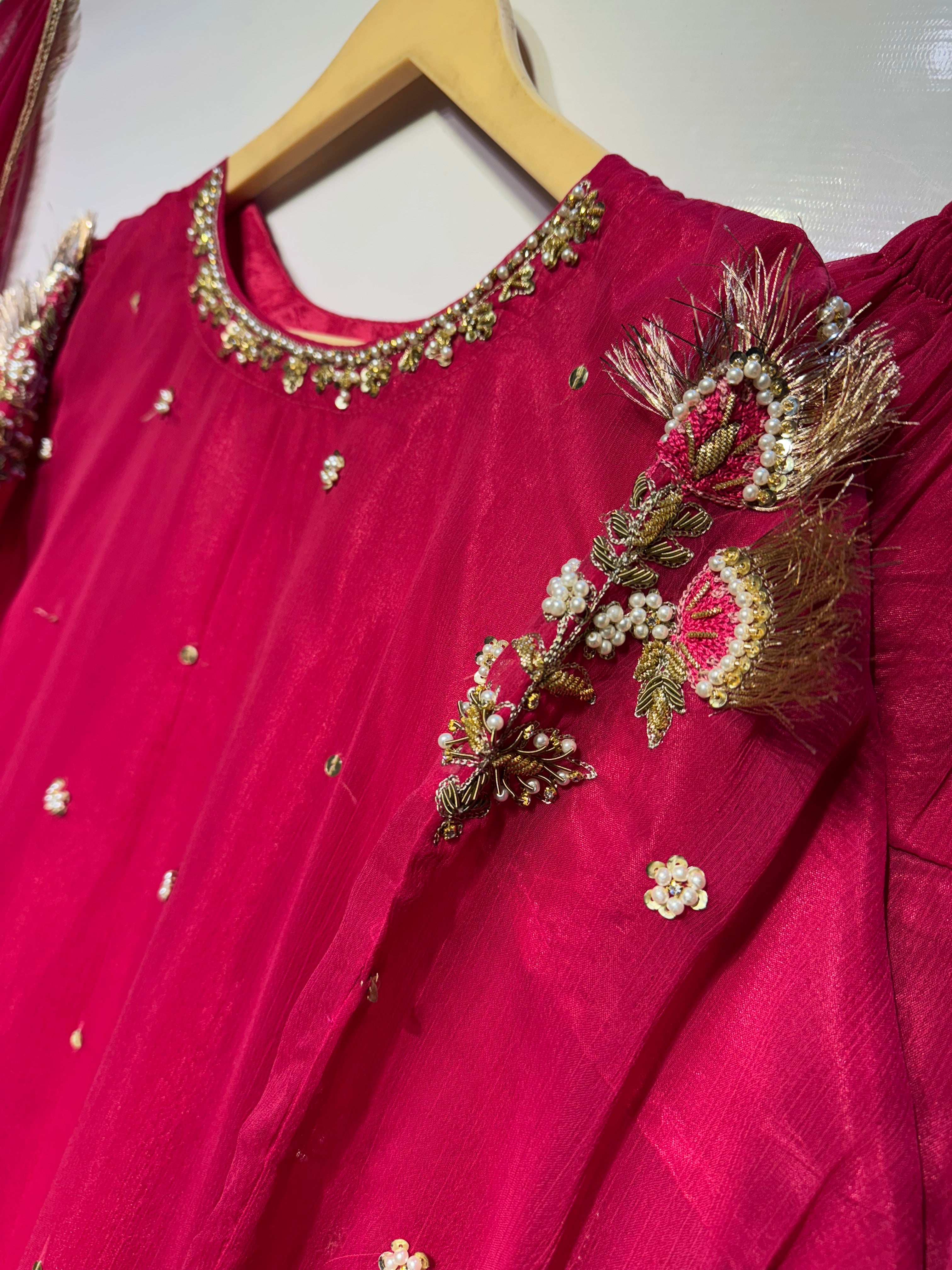 Handmade Adda work🧵shirt & dupatta along with massive flaired gharara👗