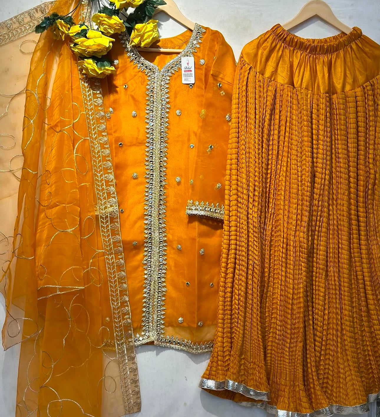 Full Embroidered🪡3 pcs organza dress with trendy crush gharara👗 - bilalcollectionstore