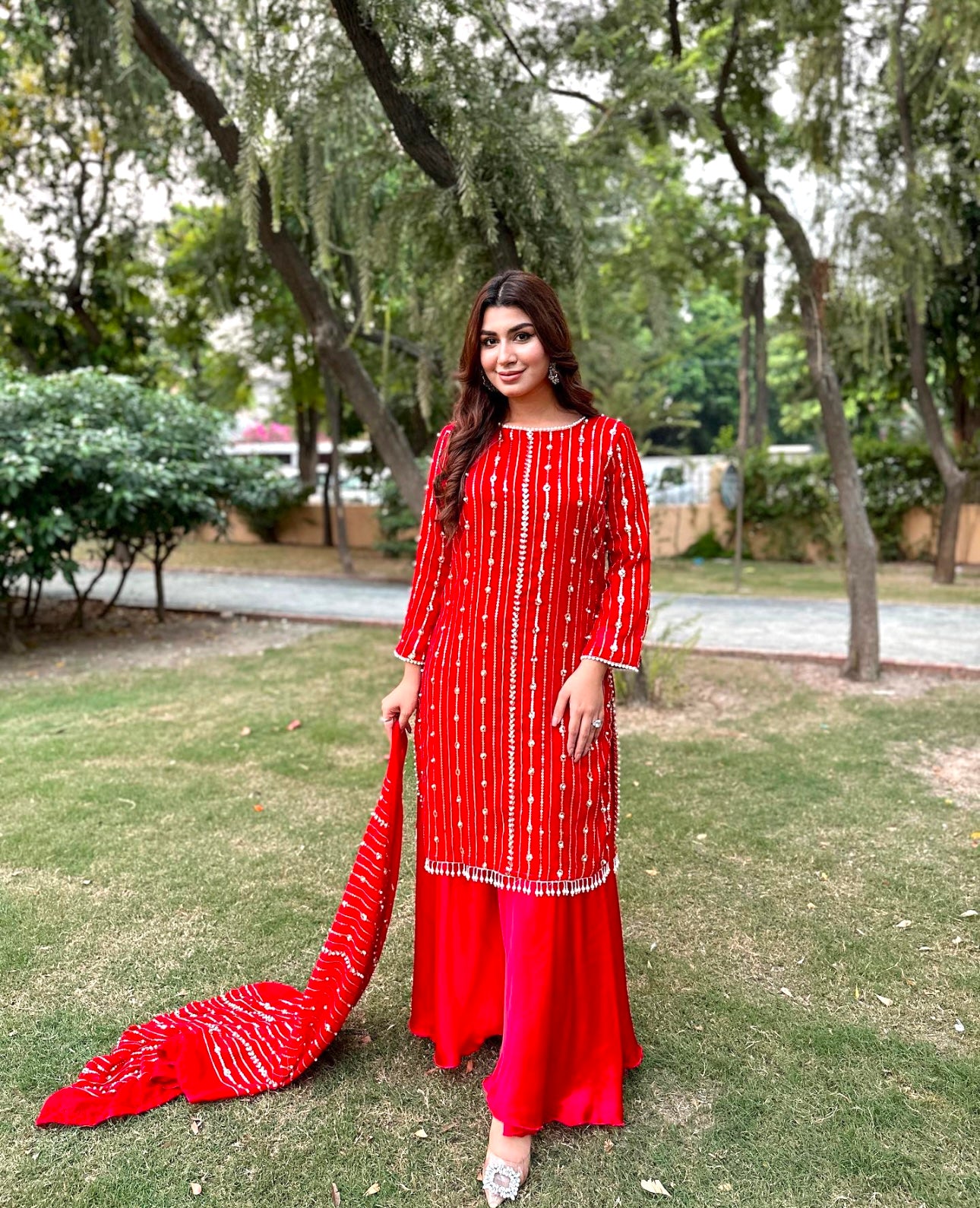 🔥Beautiful pearl+sequence embroidered 3 pcs🔥 - bilalcollectionstore