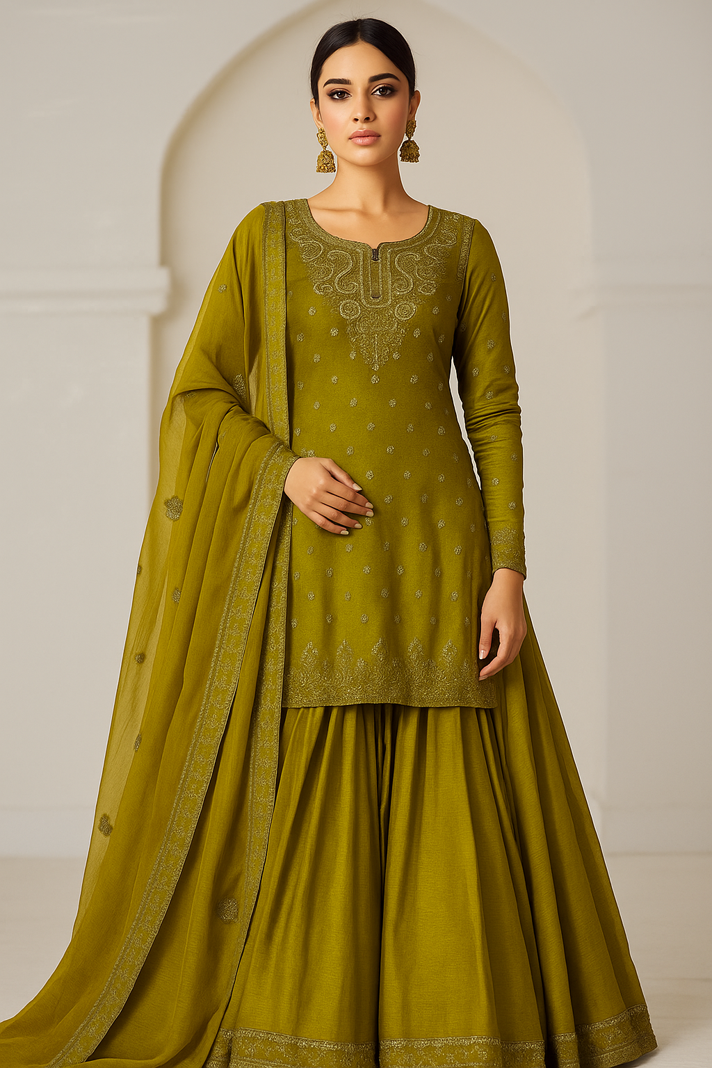 🔥#MOST DEMANDED BAREEZE EMBROIDERED🪡DRESS WITH MASSIVE FLAIRED PEPLUM GHARARA👗