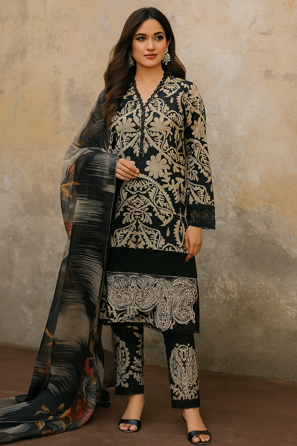 Original pure bana dora lawn MARIA.B cut worked 3 pcs dress 👗