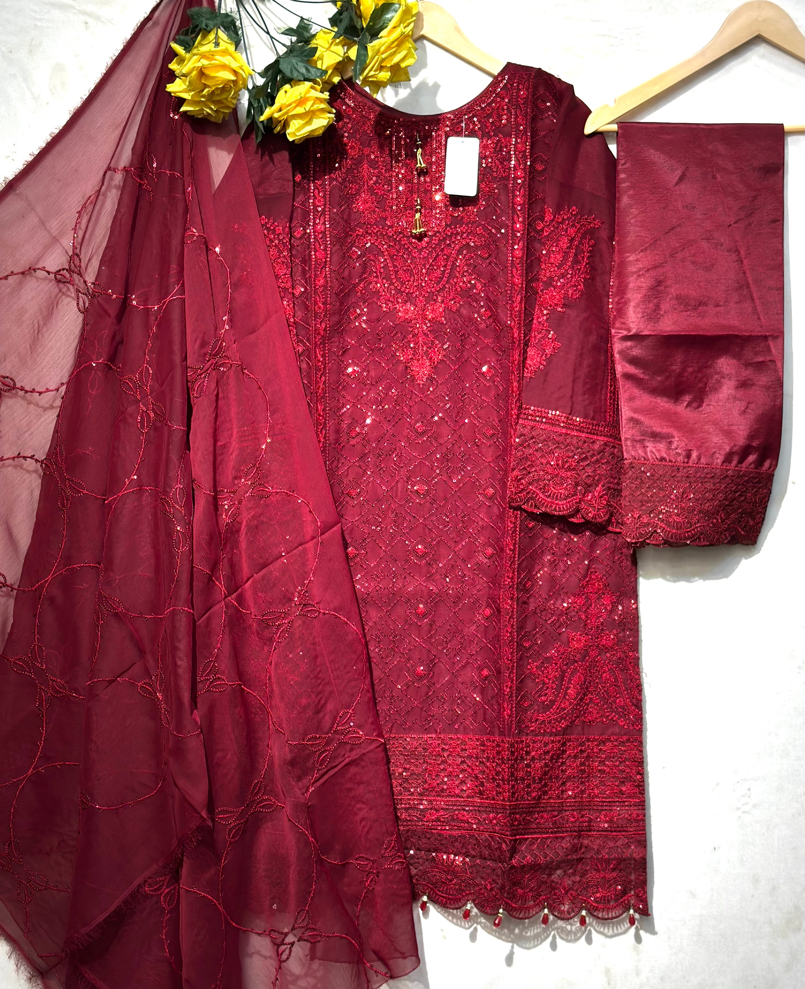 Fancy full embroidered Chiffon 3 Pcs👗 - bilalcollectionstore