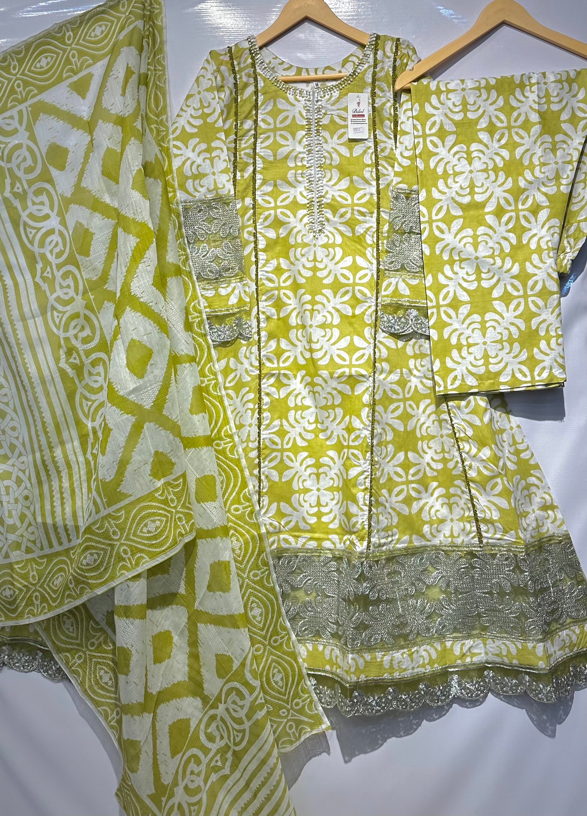 Vibrant block printed long frocks with dupatta & trouser 👗