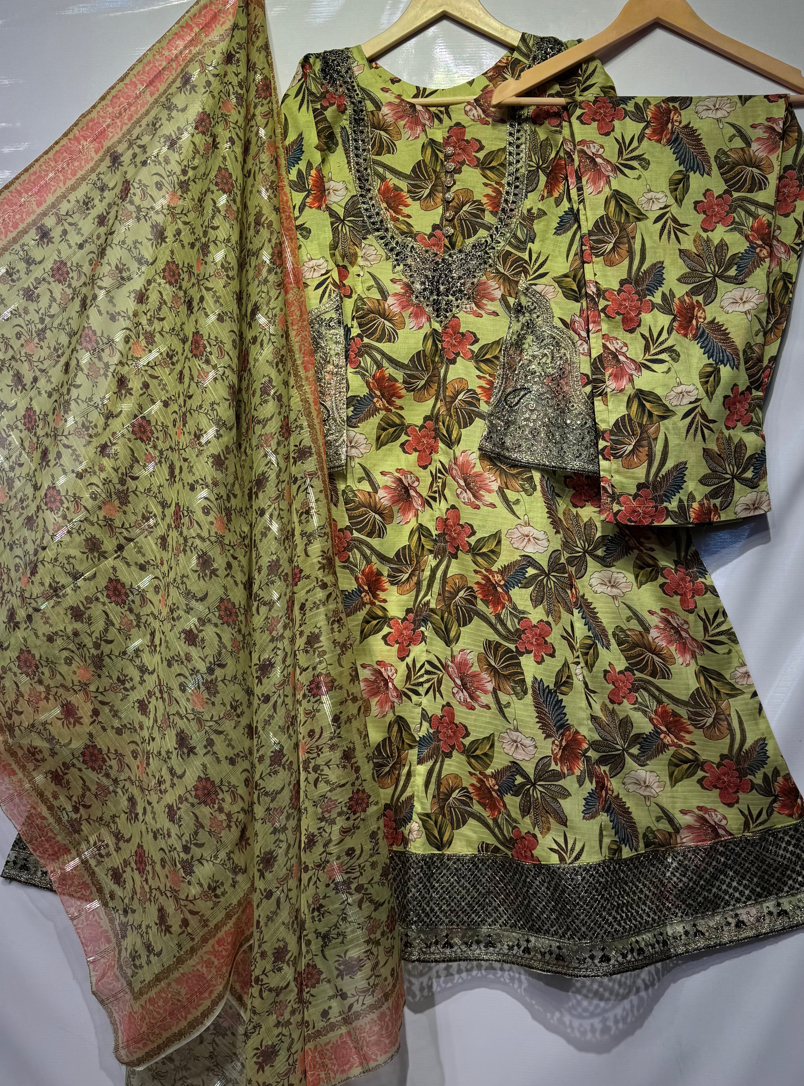 Digital printed pure bana dora Lawn frock with sequential & tilla embr ...