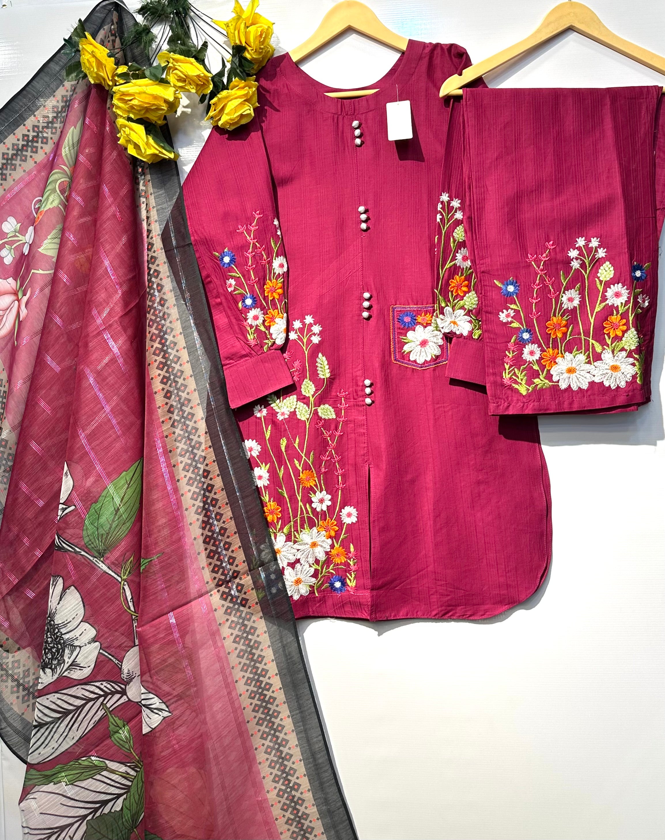 🔥Eid Arrival Multi-embroidered 3 pcs suit on Lawn🔥 - bilalcollectionstore