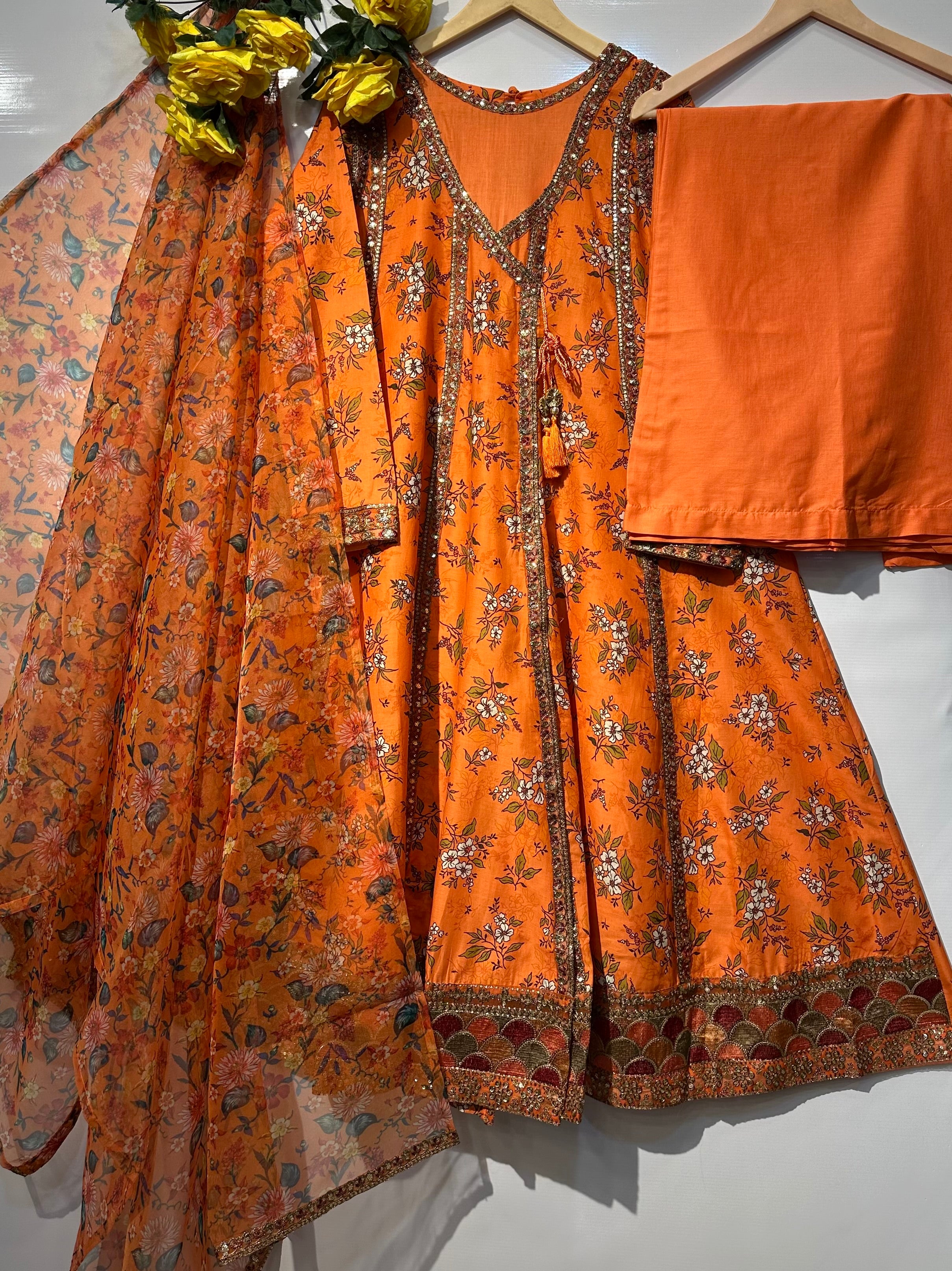 Angrakha style sequentially+tilla embroidered lawn 3 pcs👗 - bilalcollectionstore