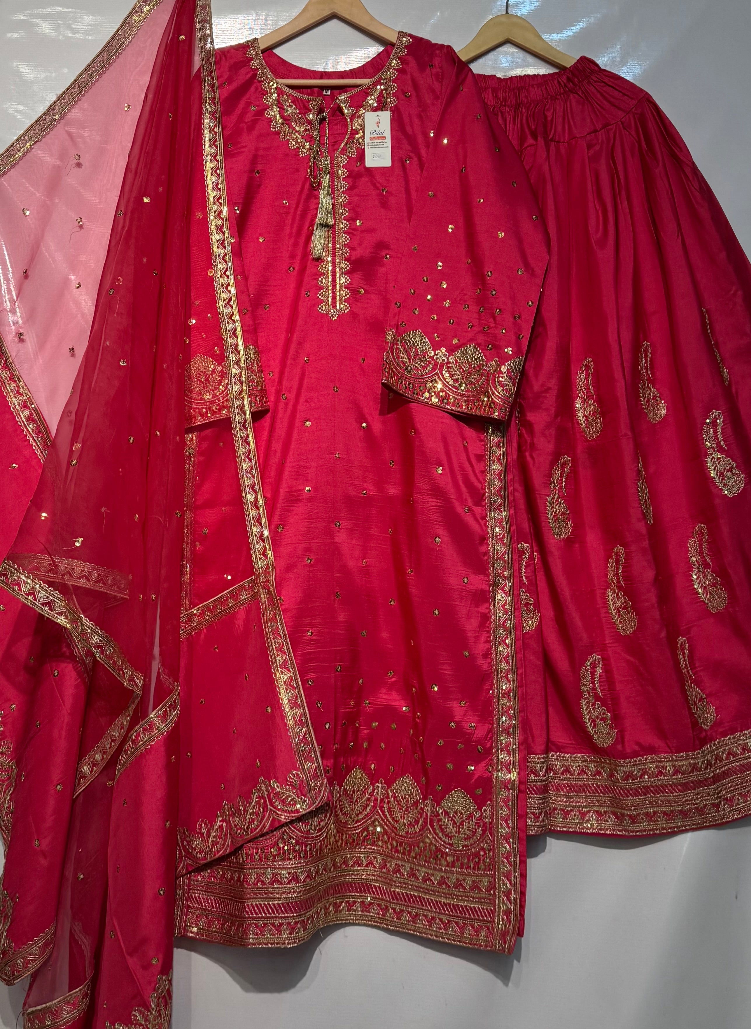 Premium Quality Sheesha silk fully heavy embroidered🧵 wedding pret ✨