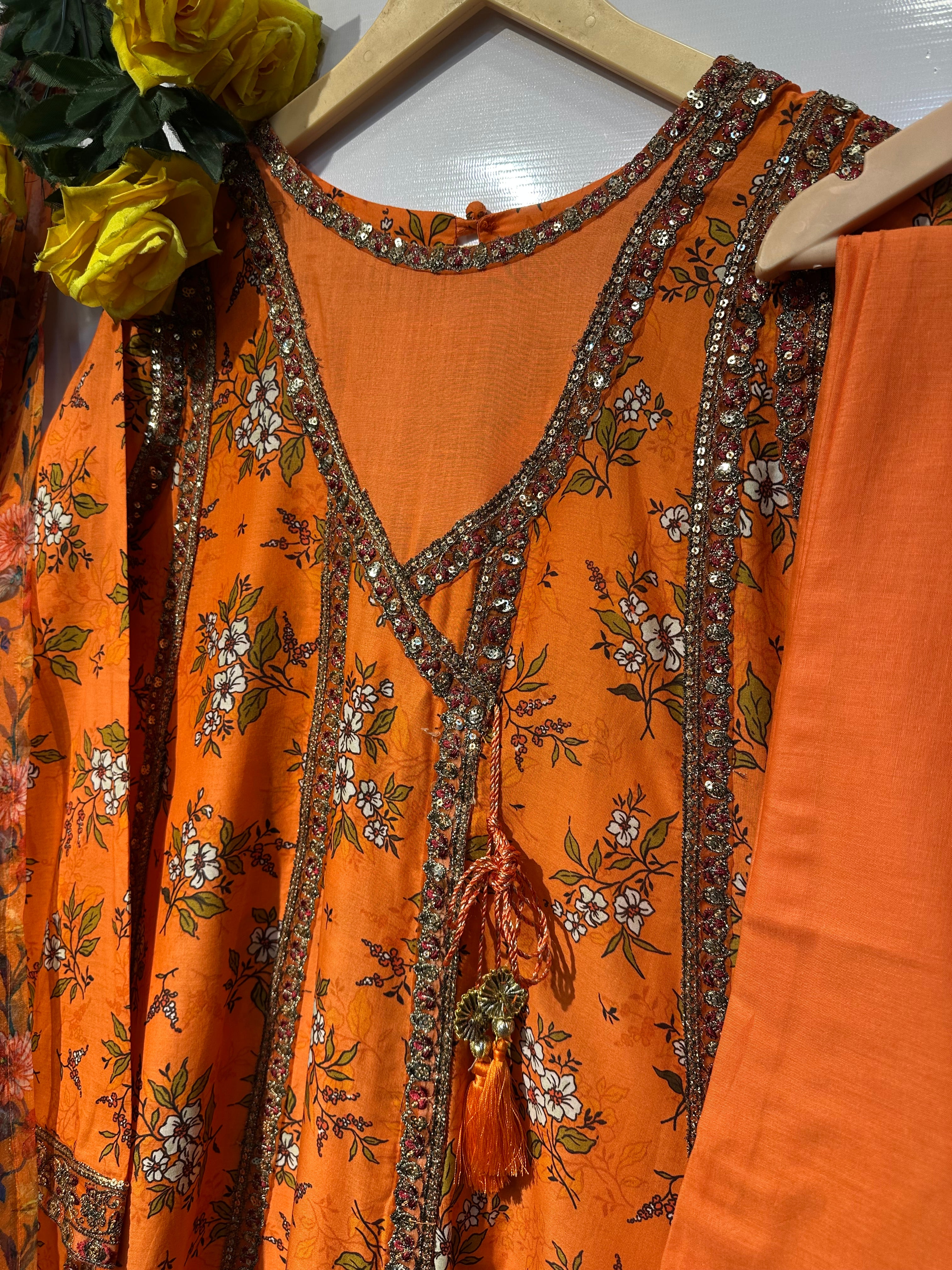 Angrakha style sequentially+tilla embroidered lawn 3 pcs👗 - bilalcollectionstore
