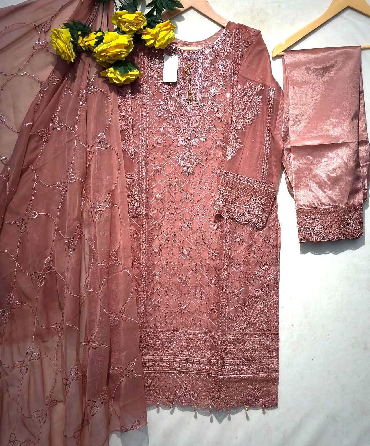 Fancy full embroidered Chiffon 3 Pcs👗 - bilalcollectionstore