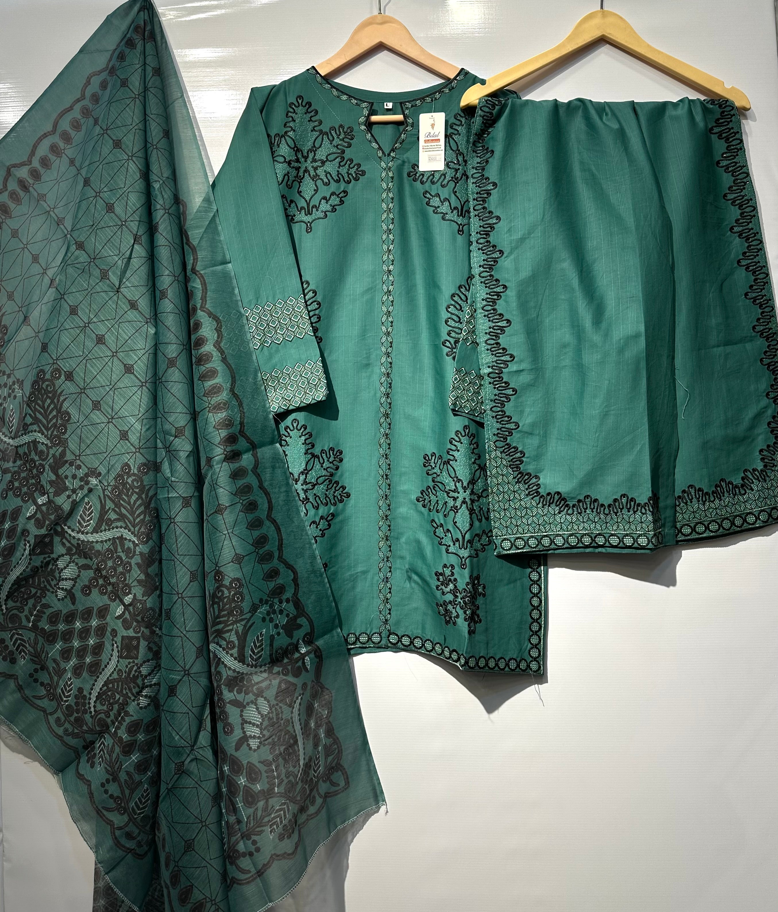 Fully Thread embroidered cotton-Lawn 3 pcs dress 👗 - bilalcollectionstore