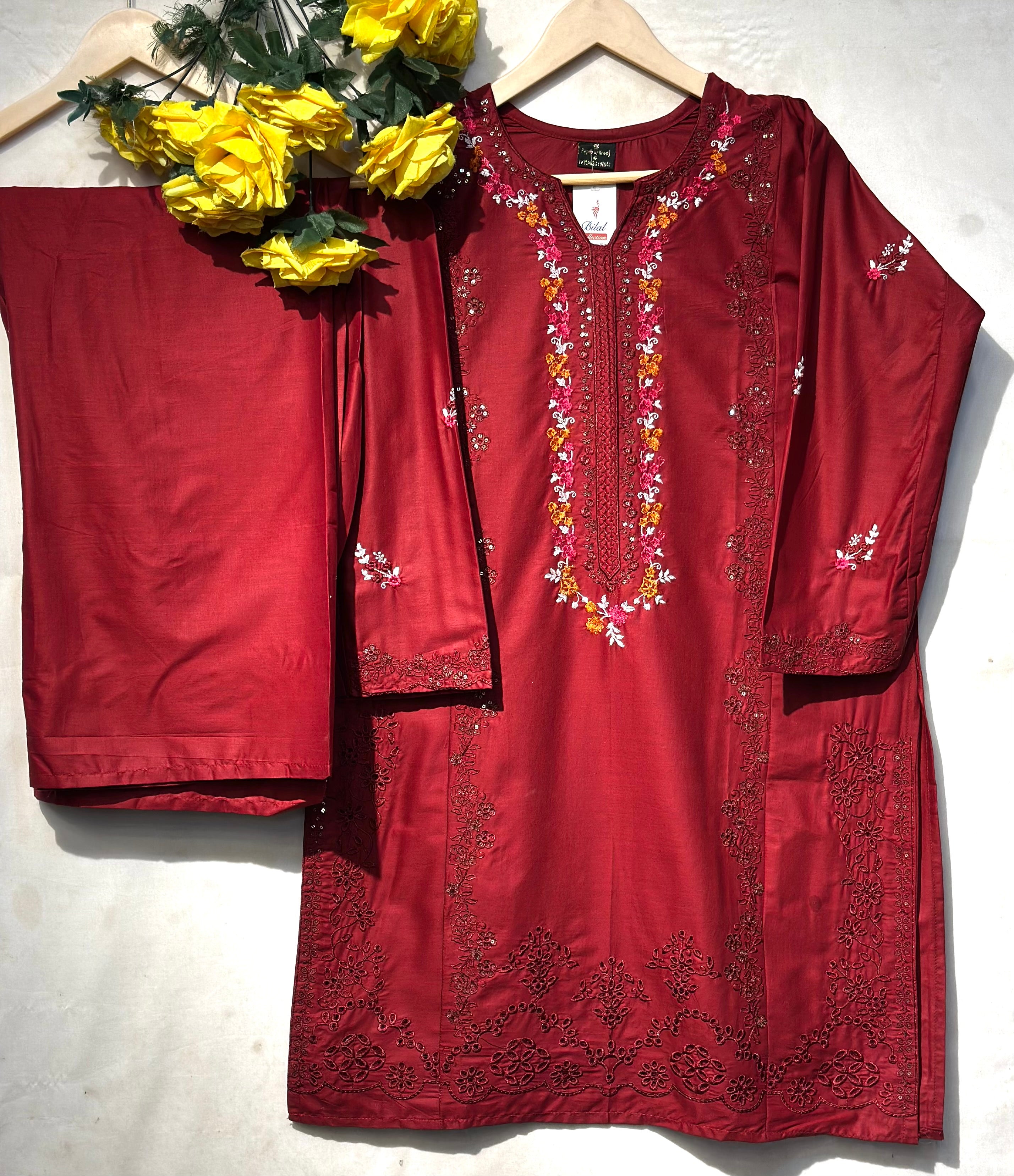 Beautiful multi+sequential embroidered🪡 2 pcs - bilalcollectionstore